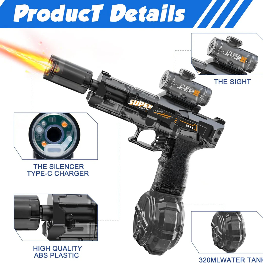 Pistola de Agua Eléctrica Automática, Alta Presión